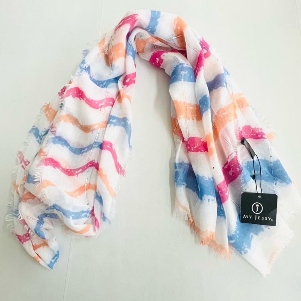 NEW My Jessy Scarf Rectangle Polyester Fringe Sequins Scarf  *SEE DESCRIPTION